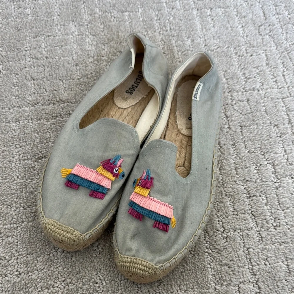 Soludos Women’s Grey Espadrilles with Colorful Pinata Embroidery